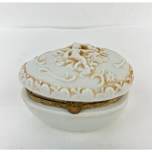 Lefton Egg Trinket Box Cherub Angel Cupid Valentines Day Easter